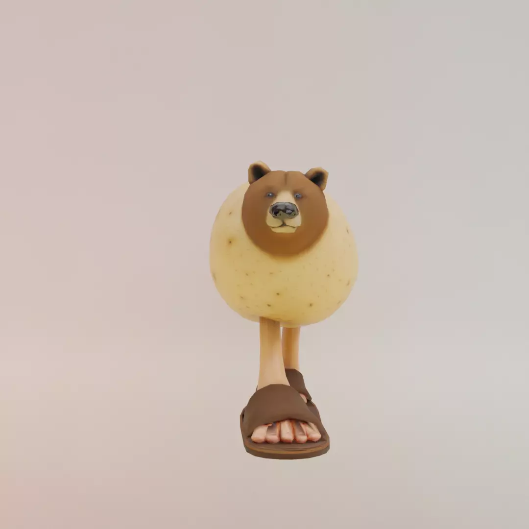 Batatoso Peloso Italian brainrot Low Poly Character Low-poly 3D model_0