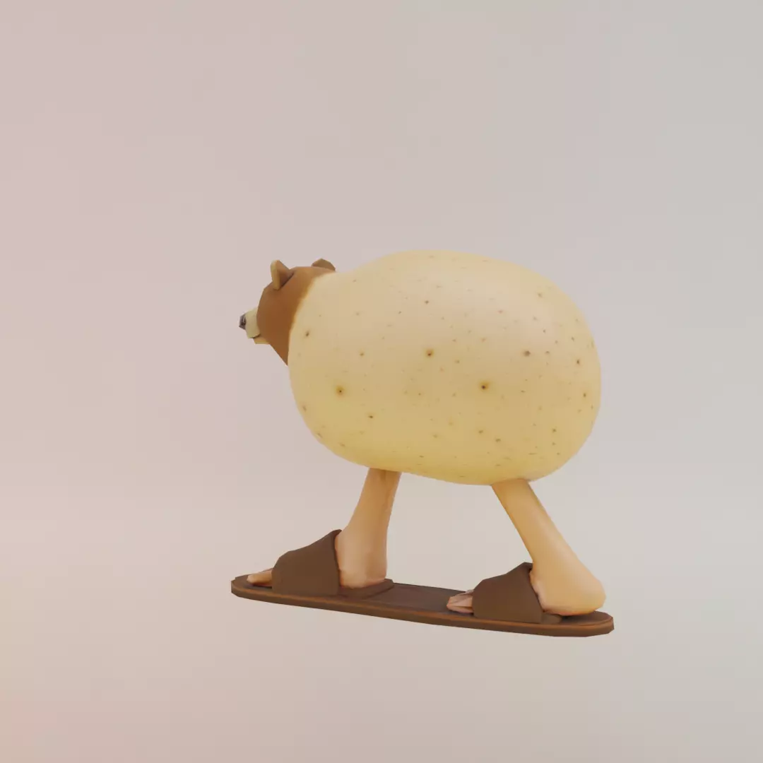 Batatoso Peloso Italian brainrot Low Poly Character Low-poly 3D model_4