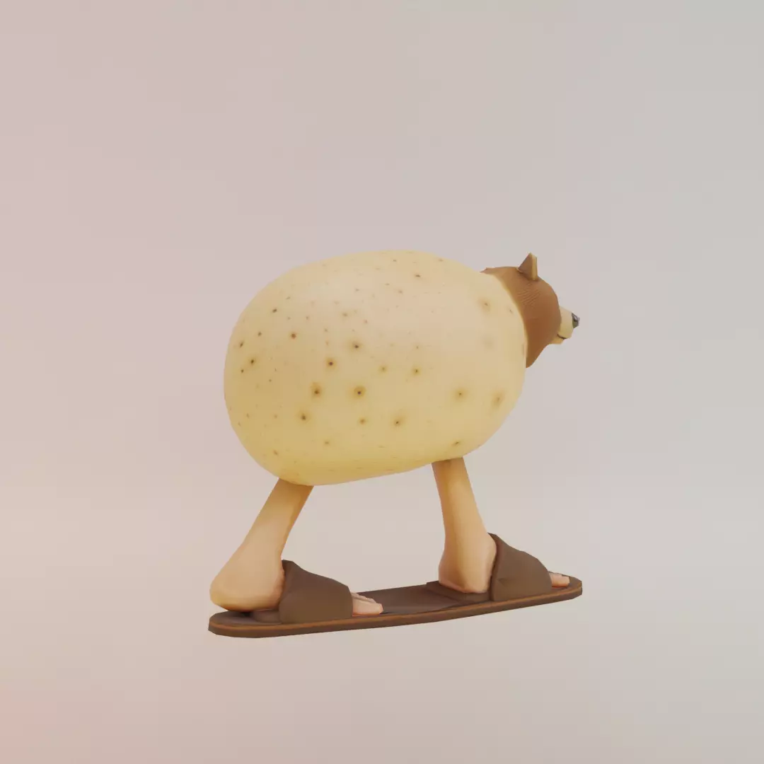 Batatoso Peloso Italian brainrot Low Poly Character Low-poly 3D model_8