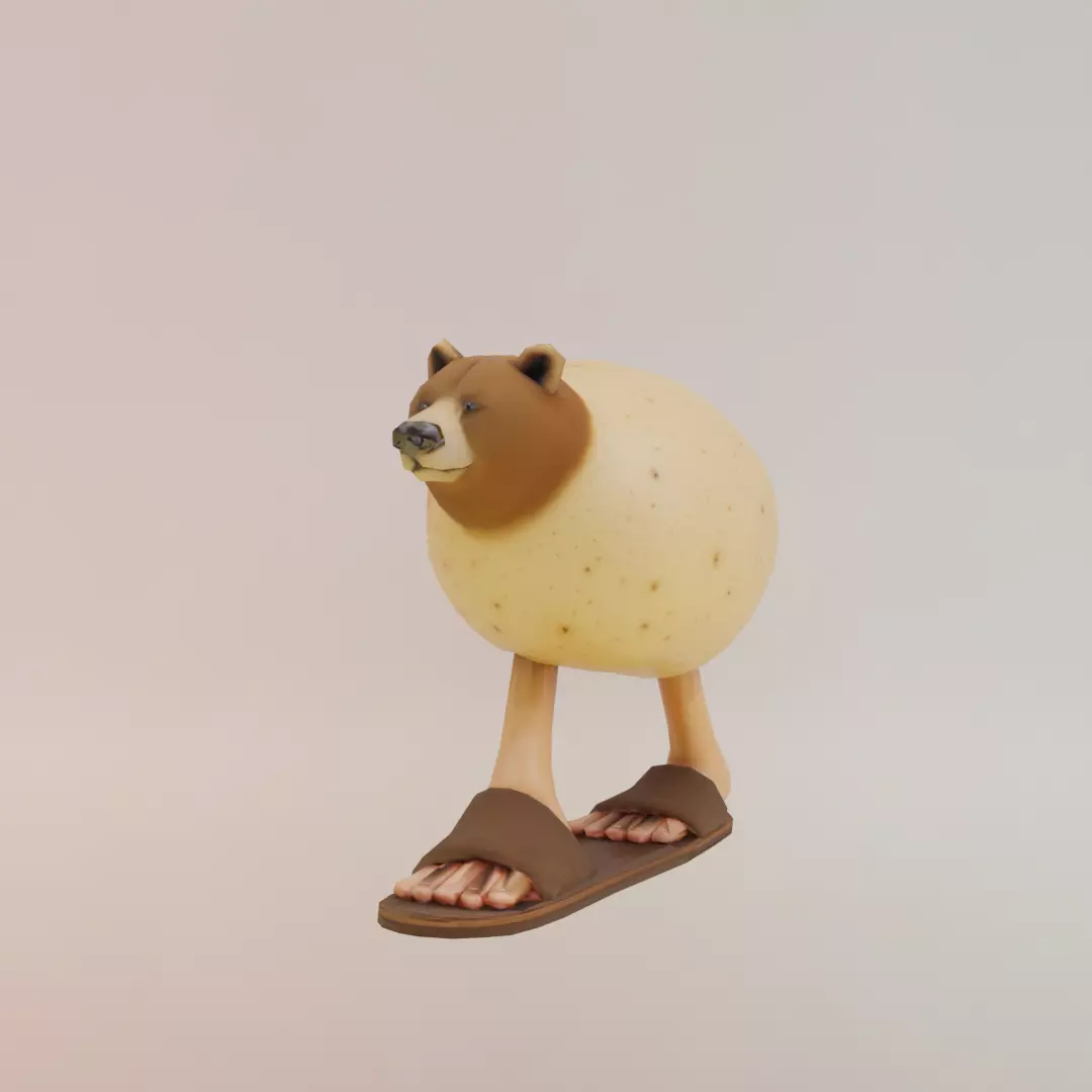 Batatoso Peloso Italian brainrot Low Poly Character Low-poly 3D model_1