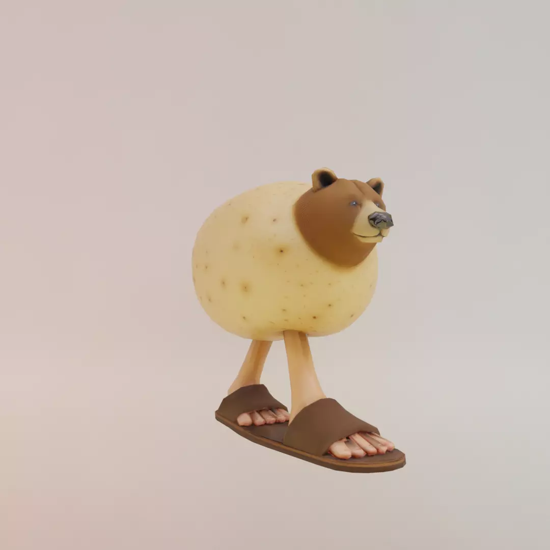 Batatoso Peloso Italian brainrot Low Poly Character Low-poly 3D model_11