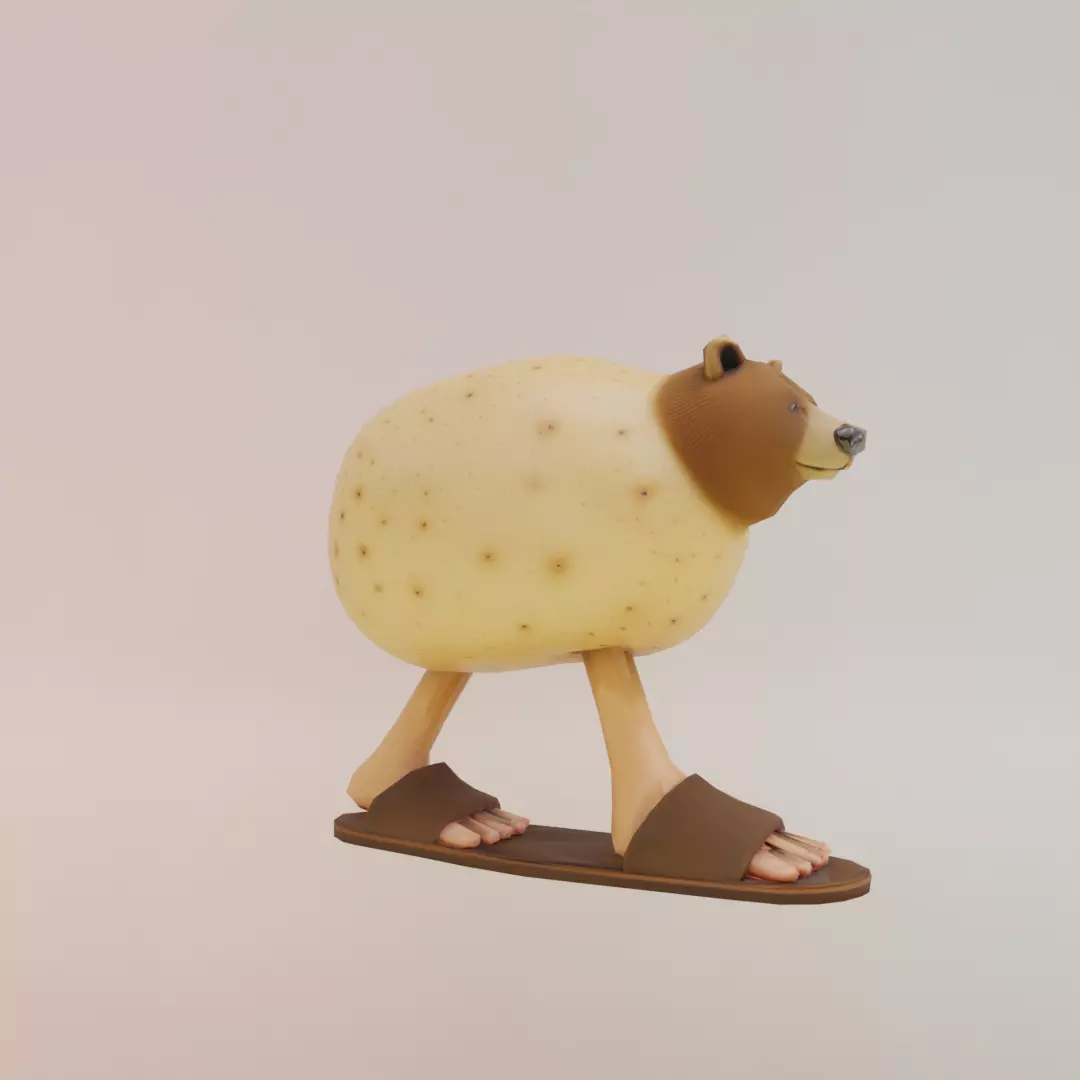 Batatoso Peloso Italian brainrot Low Poly Character Low-poly 3D model_10