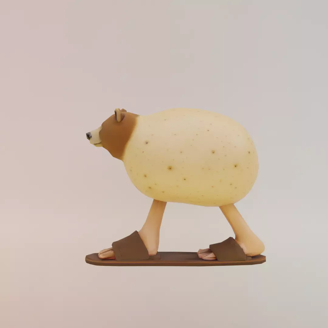 Batatoso Peloso Italian brainrot Low Poly Character Low-poly 3D model_3