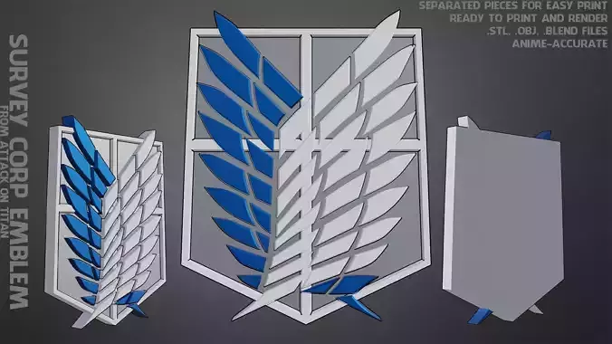 Attack On Titan Survey Corps Emblem Logo for Cosplay 3D print model