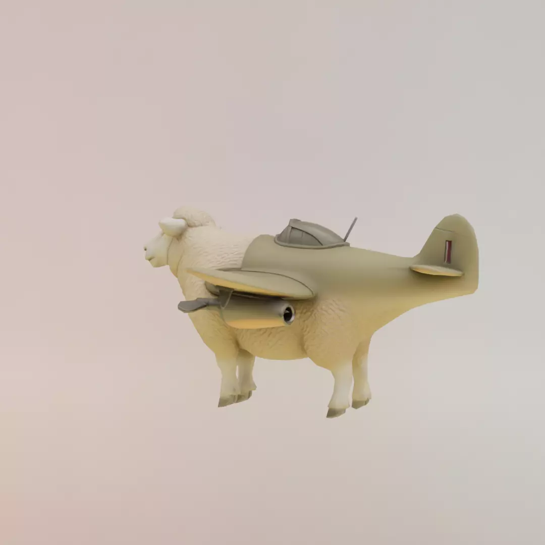 Bombombona Pecorona Italian brainrot Low Poly Character Low-poly 3D model_4