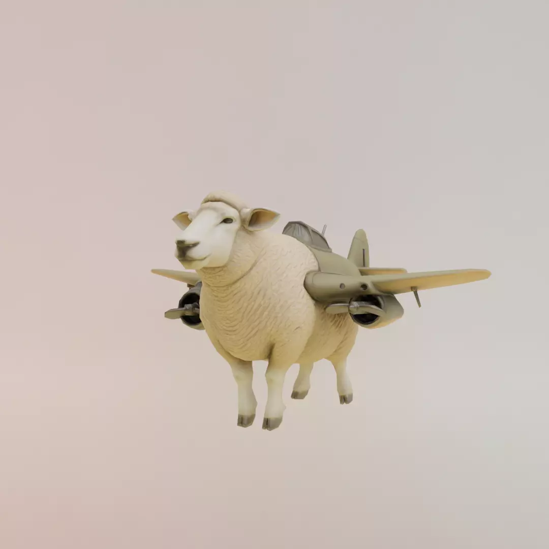 Bombombona Pecorona Italian brainrot Low Poly Character Low-poly 3D model_1