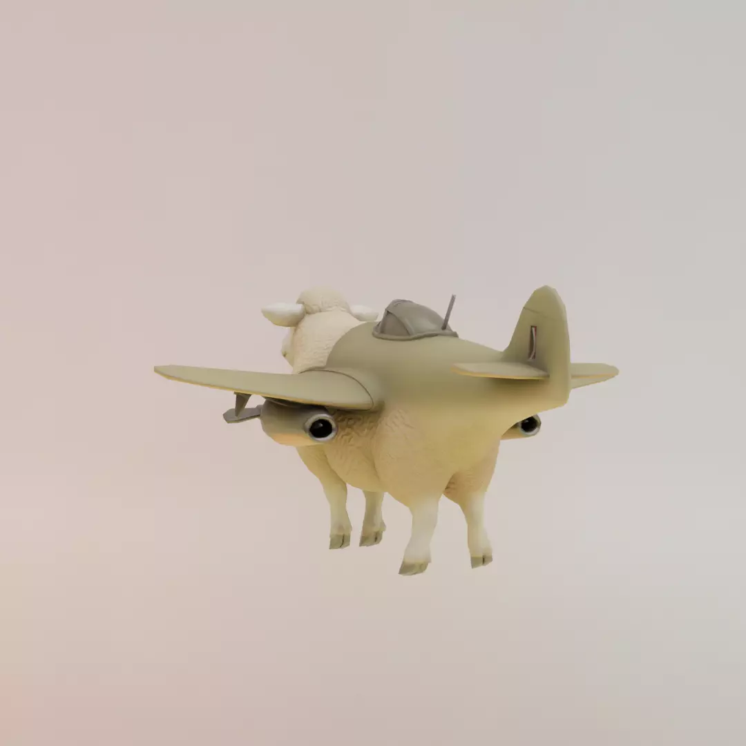 Bombombona Pecorona Italian brainrot Low Poly Character Low-poly 3D model_5