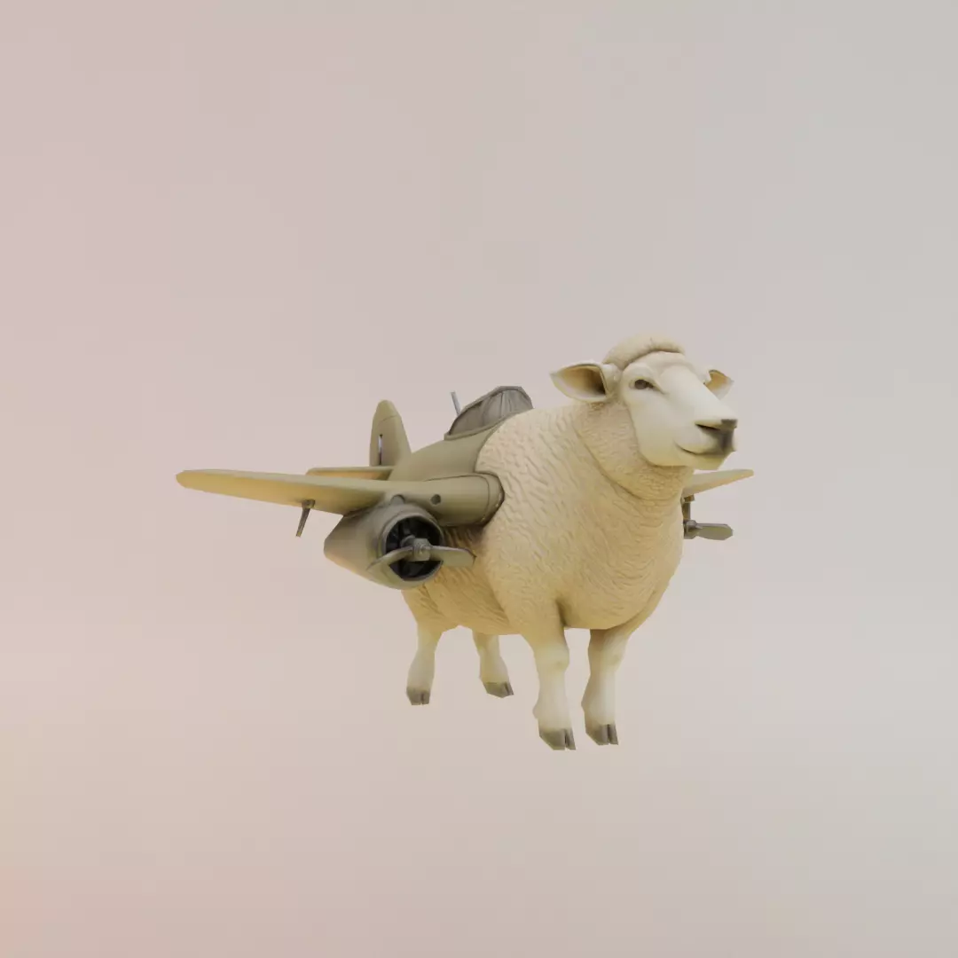 Bombombona Pecorona Italian brainrot Low Poly Character Low-poly 3D model_11