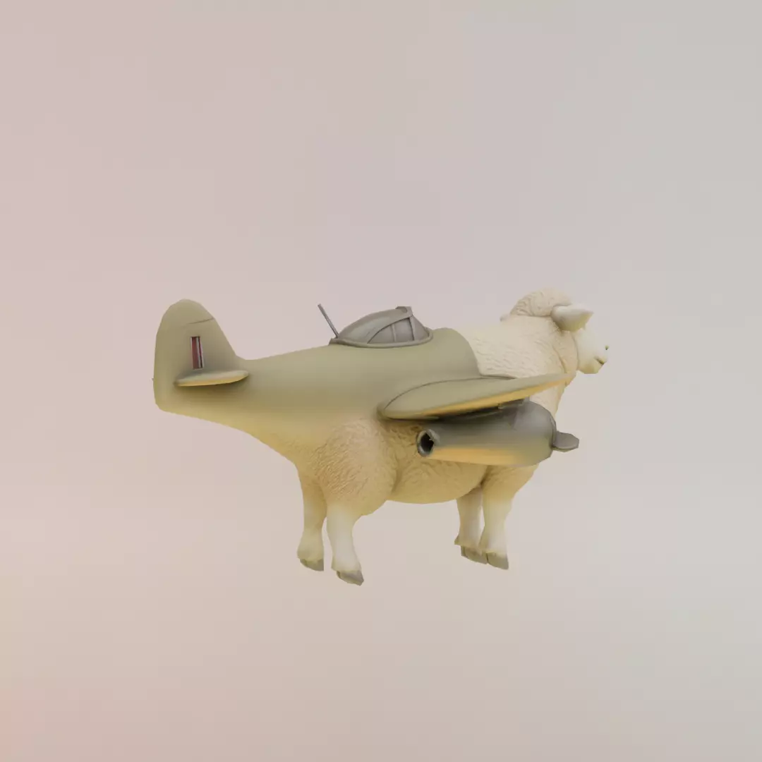 Bombombona Pecorona Italian brainrot Low Poly Character Low-poly 3D model_8