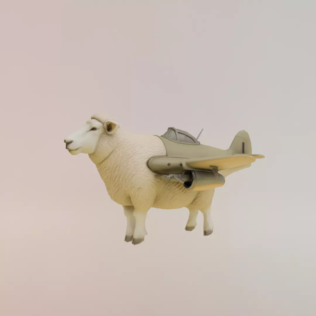 Bombombona Pecorona Italian brainrot Low Poly Character Low-poly 3D model_2