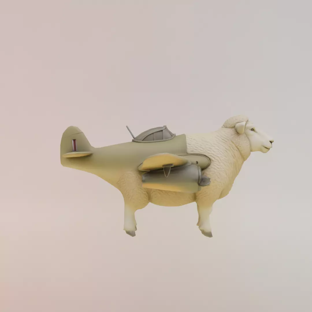 Bombombona Pecorona Italian brainrot Low Poly Character Low-poly 3D model_9