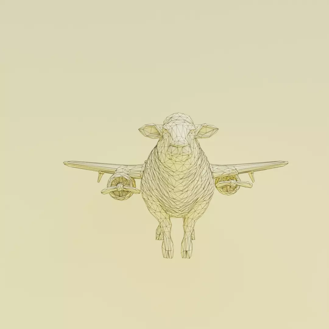 Bombombona Pecorona Italian brainrot Low Poly Character Low-poly 3D model_12