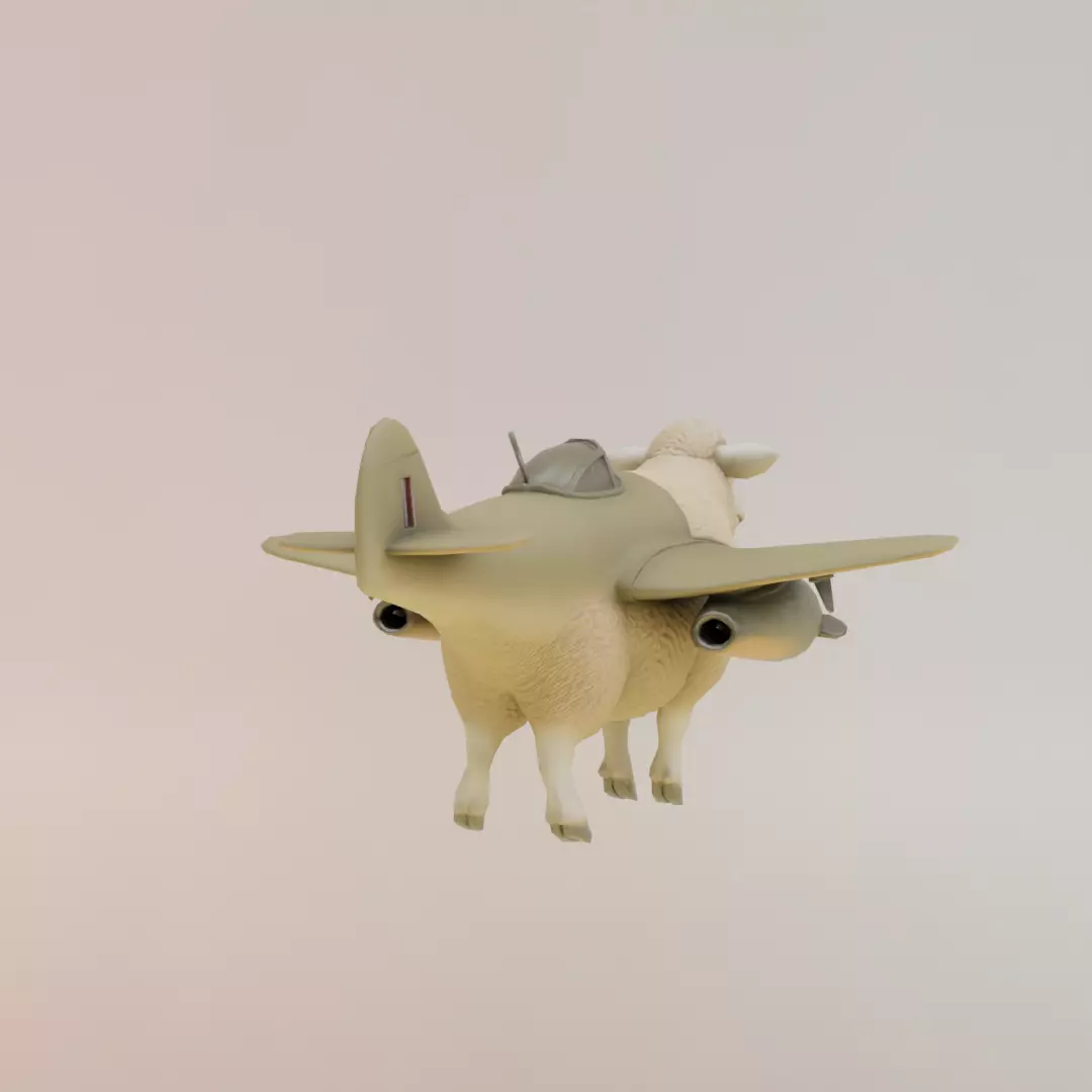 Bombombona Pecorona Italian brainrot Low Poly Character Low-poly 3D model_7