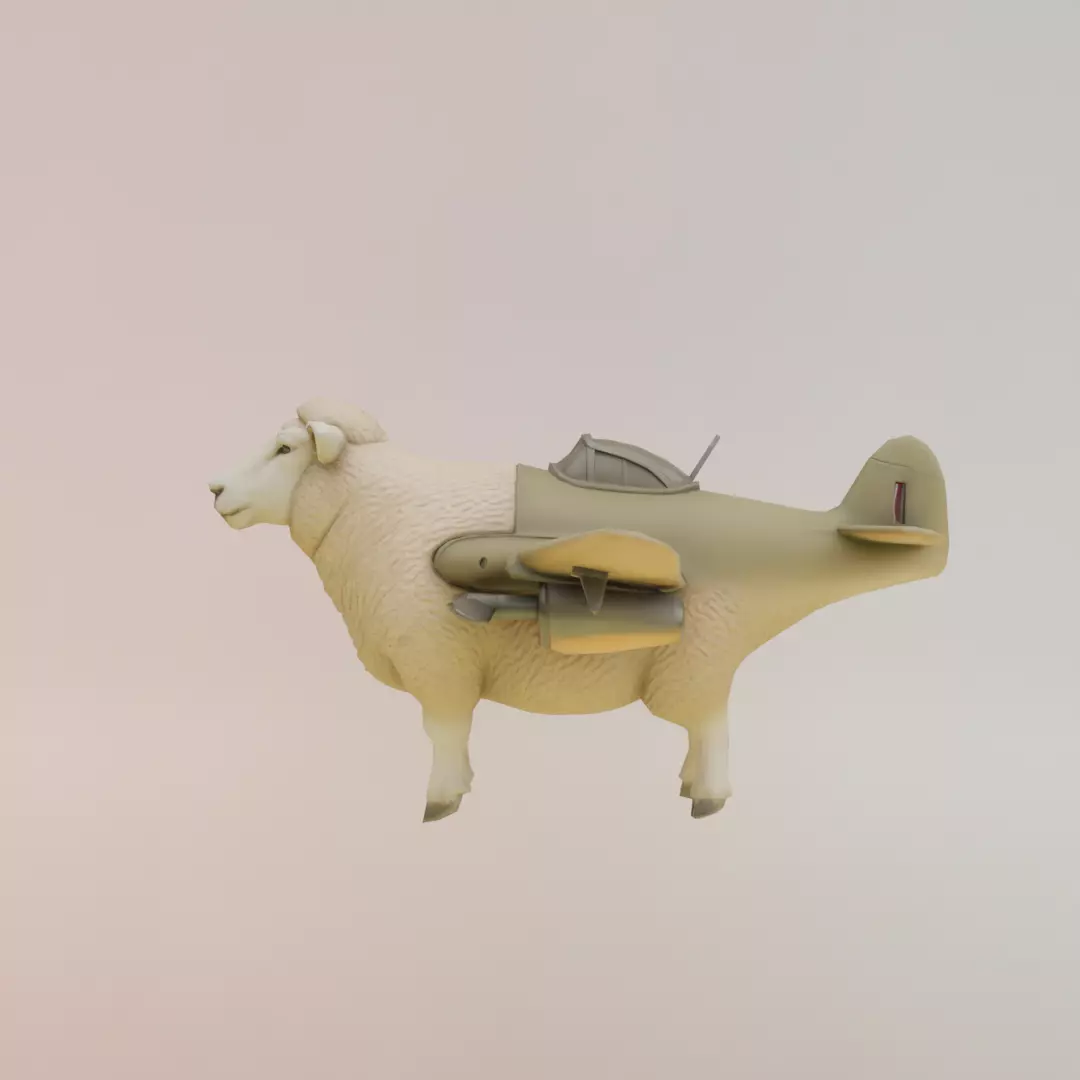 Bombombona Pecorona Italian brainrot Low Poly Character Low-poly 3D model_3