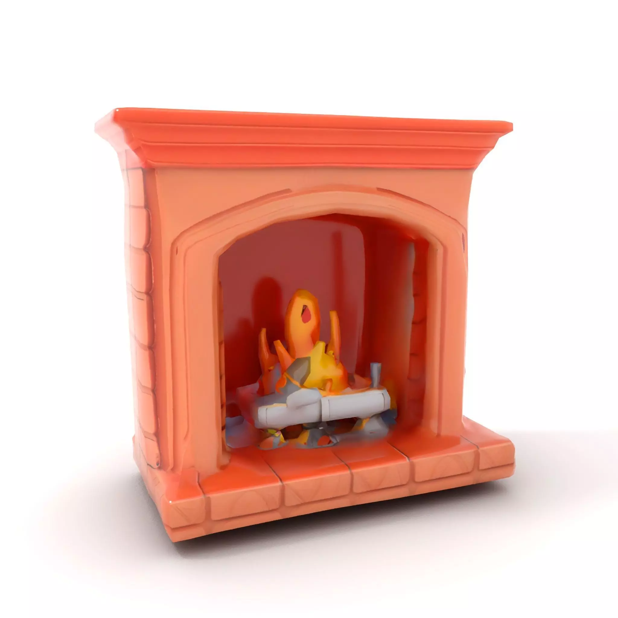 Classic Brick Fireplace Model Pack with Flame Effect Low-poly 3D model_13