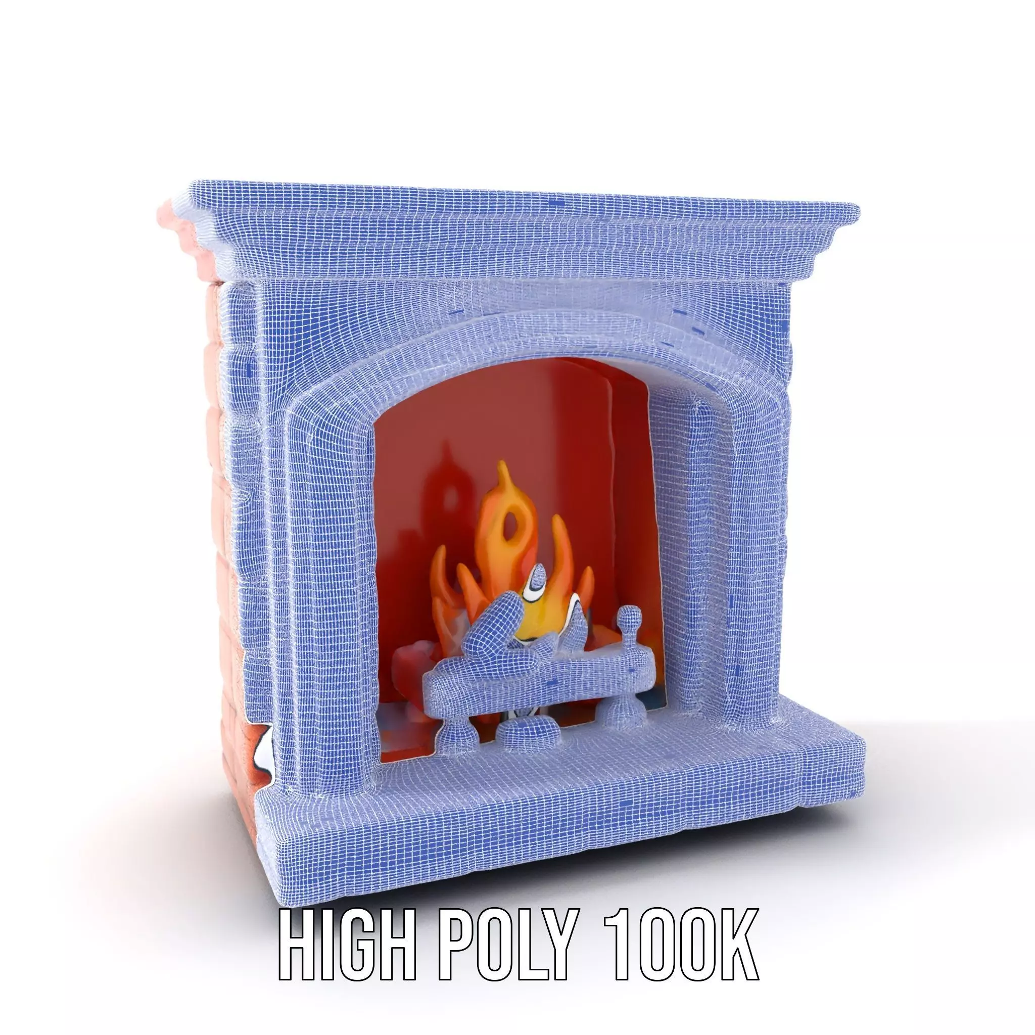 Classic Brick Fireplace Model Pack with Flame Effect Low-poly 3D model_5
