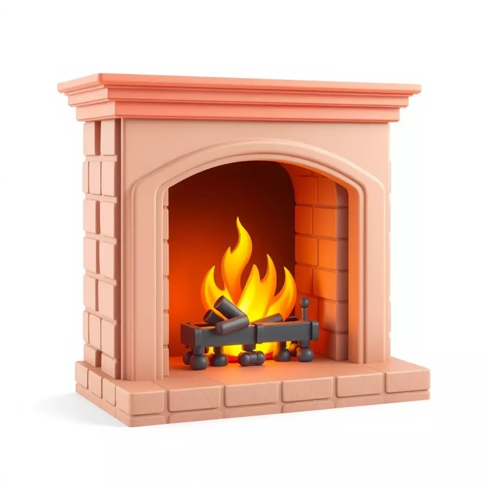 Classic Brick Fireplace Model Pack with Flame Effect Low-poly 3D model_3