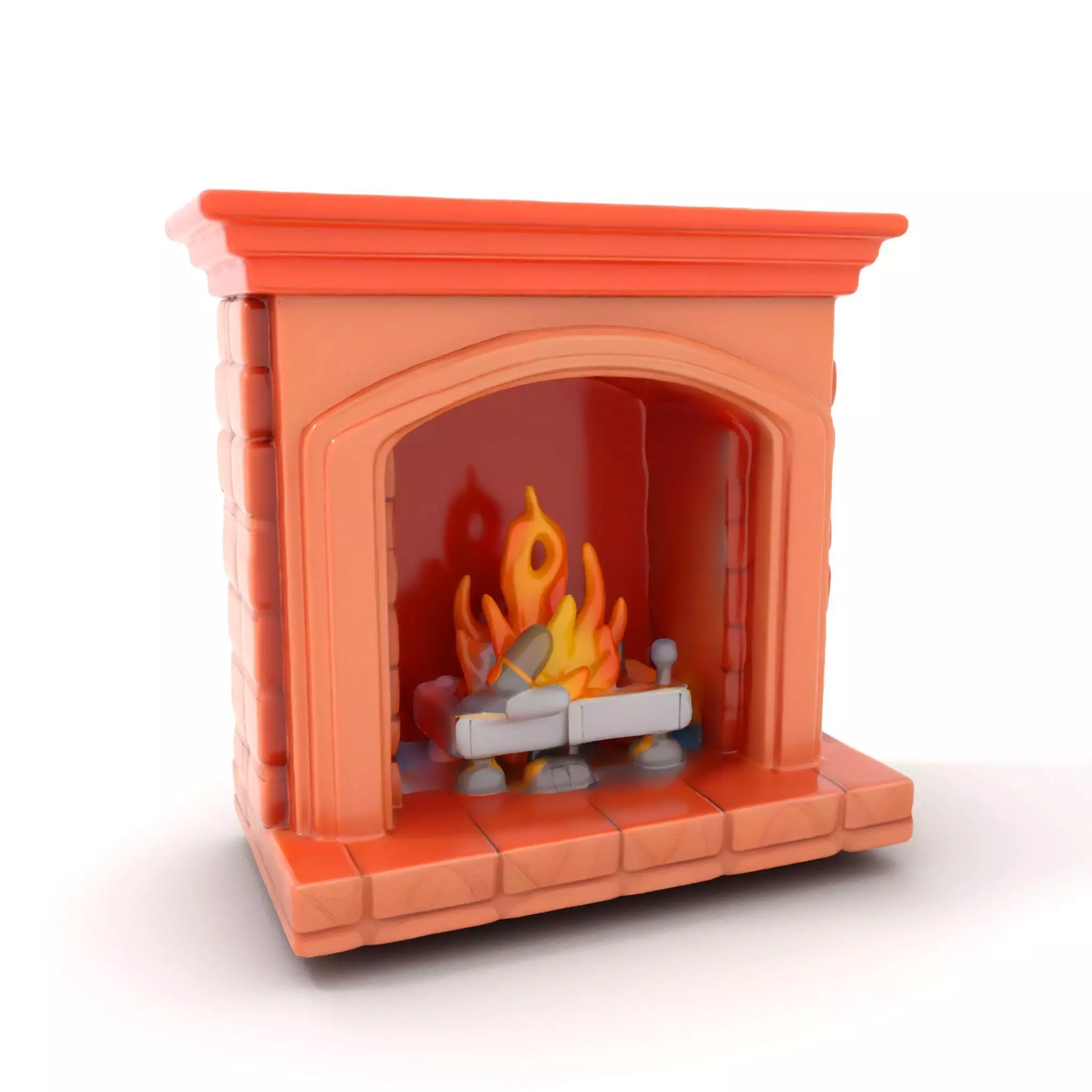 Classic Brick Fireplace Model Pack with Flame Effect Low-poly 3D model_0