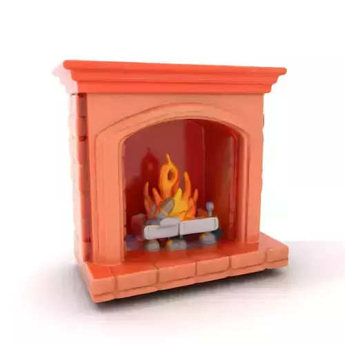 Classic Brick Fireplace Model Pack with Flame Effect Low-poly 3D model