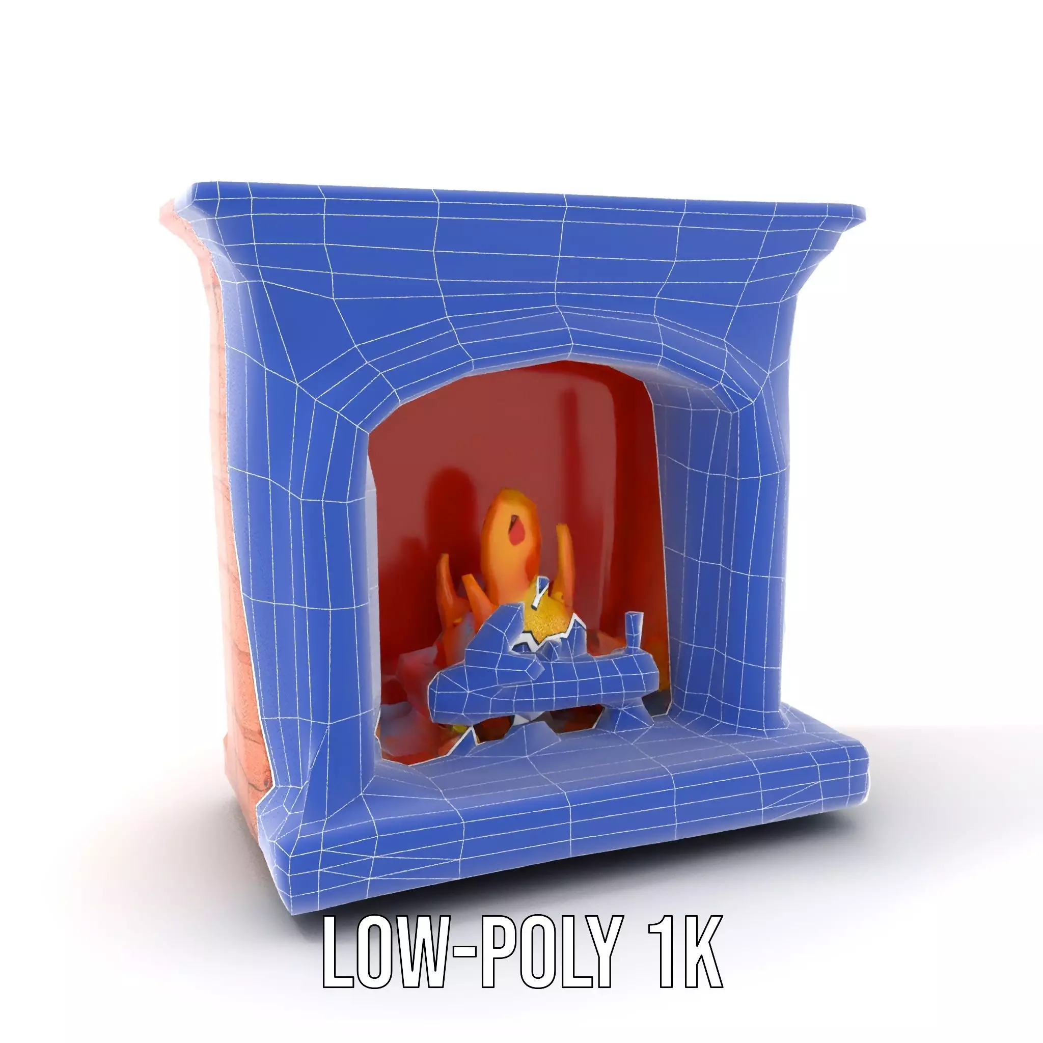 Classic Brick Fireplace Model Pack with Flame Effect Low-poly 3D model_26