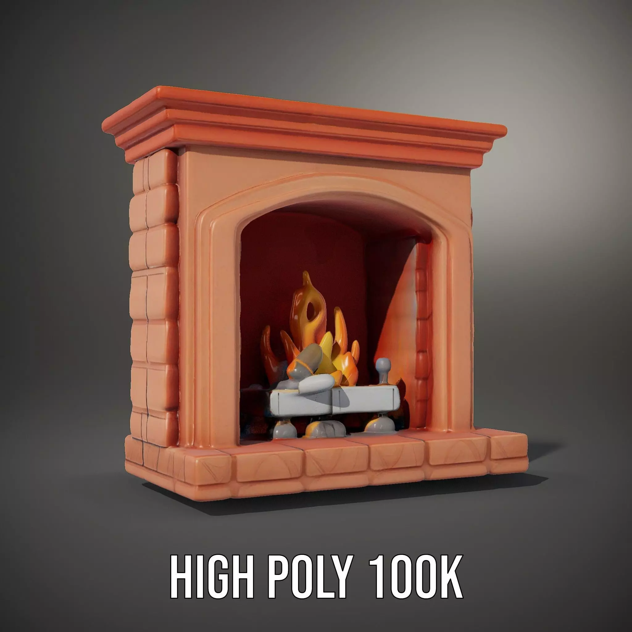 Classic Brick Fireplace Model Pack with Flame Effect Low-poly 3D model_11