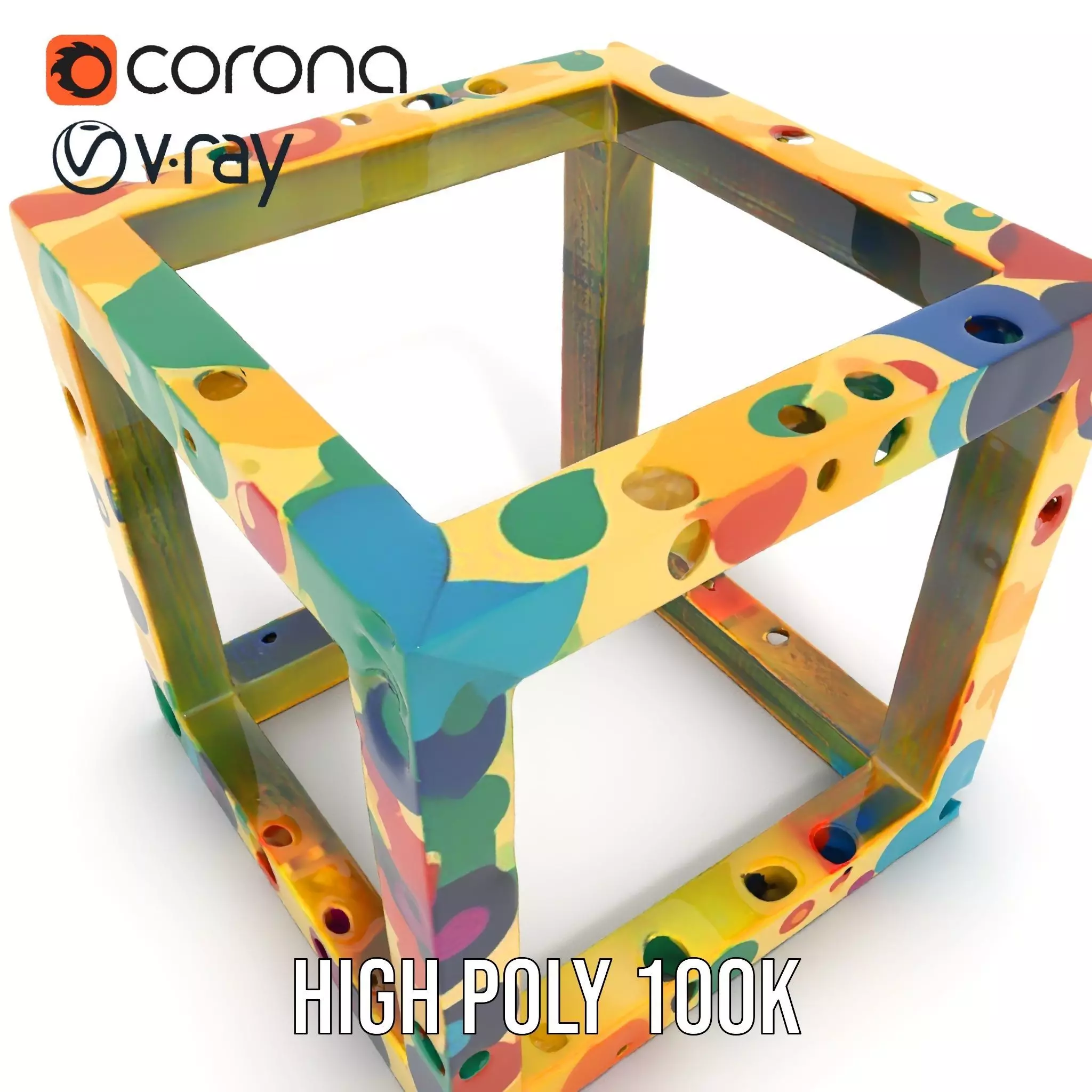 Colorful Geometric Patterned Picture Frame Model Pack Low-poly 3D model_29