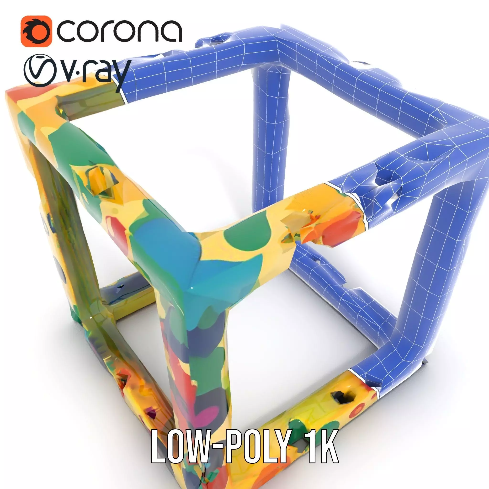 Colorful Geometric Patterned Picture Frame Model Pack Low-poly 3D model_31