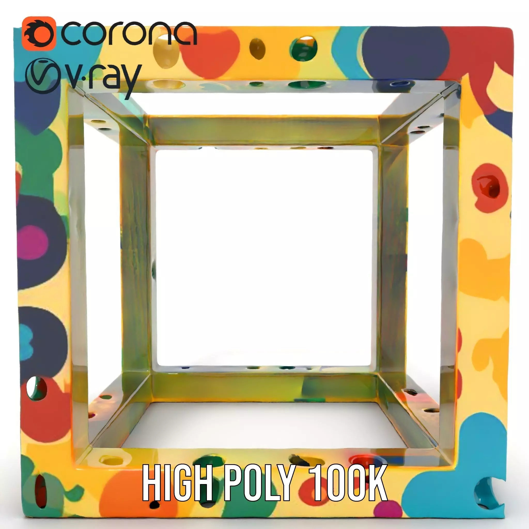 Colorful Geometric Patterned Picture Frame Model Pack Low-poly 3D model_32