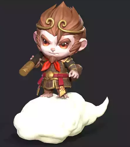Cartoon version of Sun Wukong Low-poly 3D model