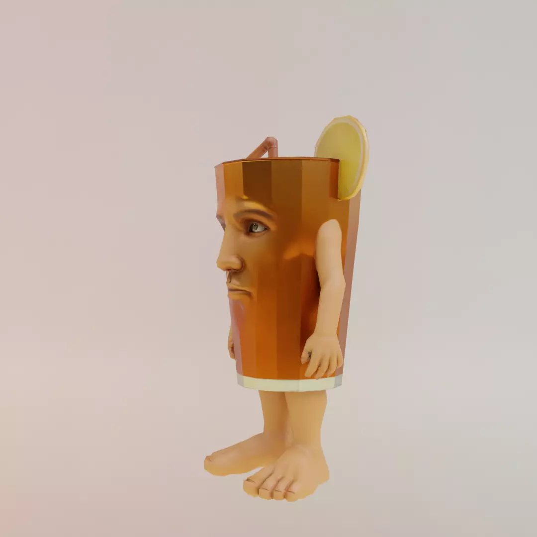 Brr Es Teh Patipum Italian brainrot Low Poly Character Low-poly 3D model_2
