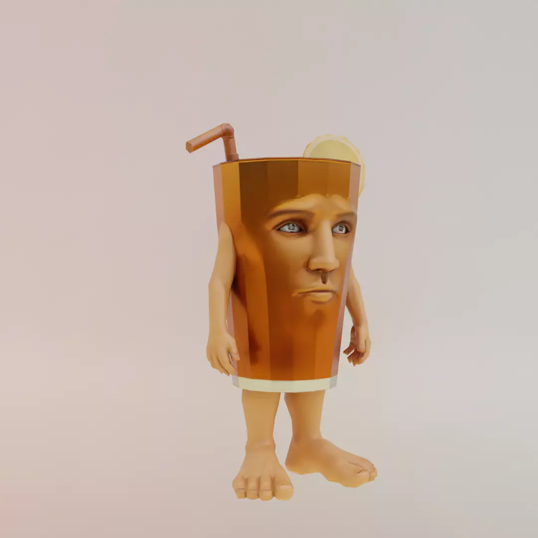 Brr Es Teh Patipum Italian brainrot Low Poly Character Low-poly 3D model_11