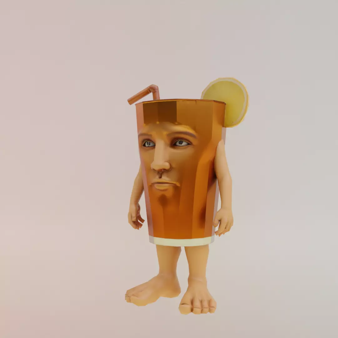 Brr Es Teh Patipum Italian brainrot Low Poly Character Low-poly 3D model_1