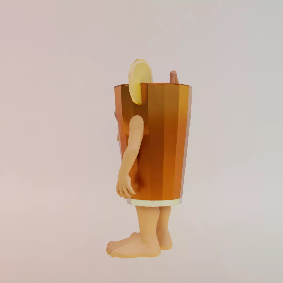Brr Es Teh Patipum Italian brainrot Low Poly Character Low-poly 3D model_4