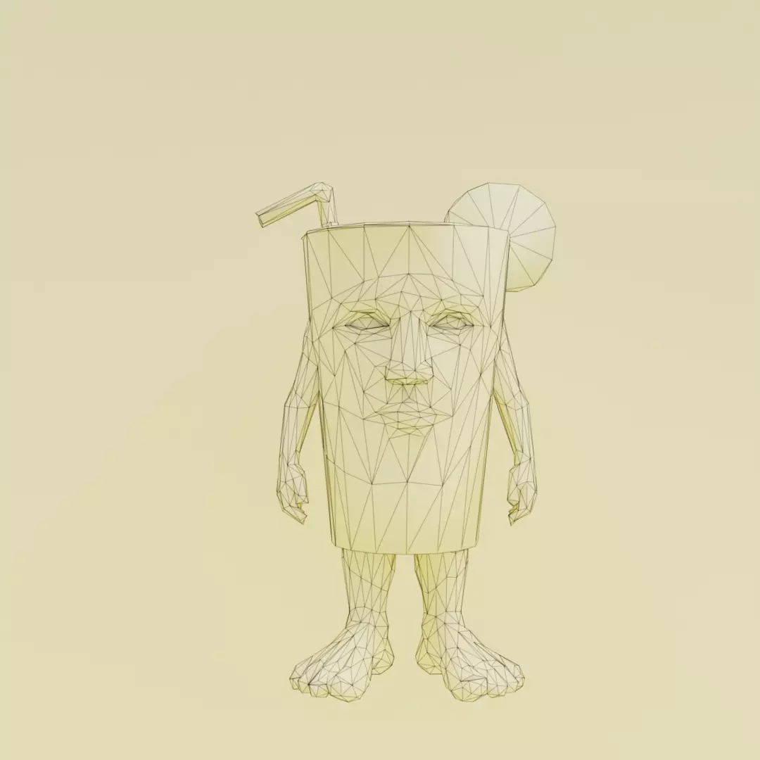 Brr Es Teh Patipum Italian brainrot Low Poly Character Low-poly 3D model_12