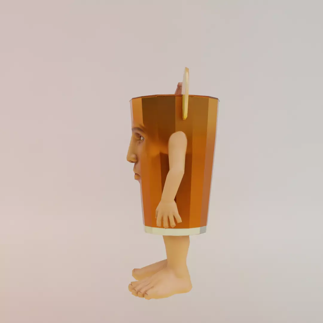 Brr Es Teh Patipum Italian brainrot Low Poly Character Low-poly 3D model_3