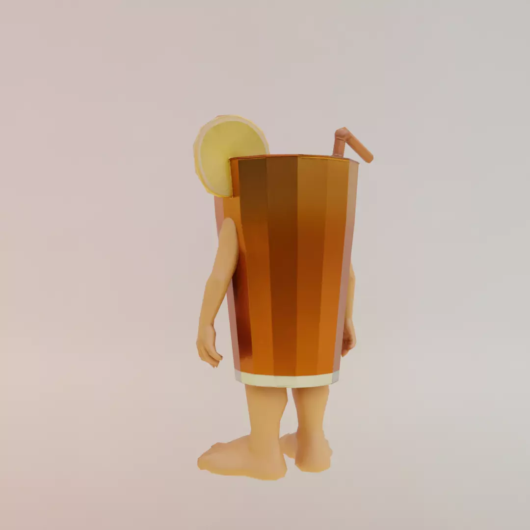 Brr Es Teh Patipum Italian brainrot Low Poly Character Low-poly 3D model_5