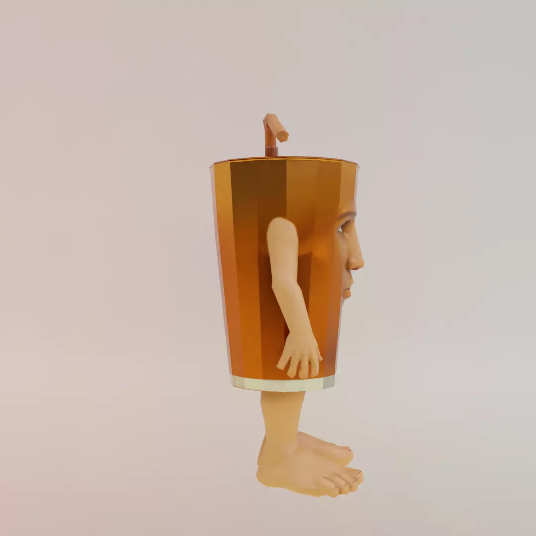 Brr Es Teh Patipum Italian brainrot Low Poly Character Low-poly 3D model_9