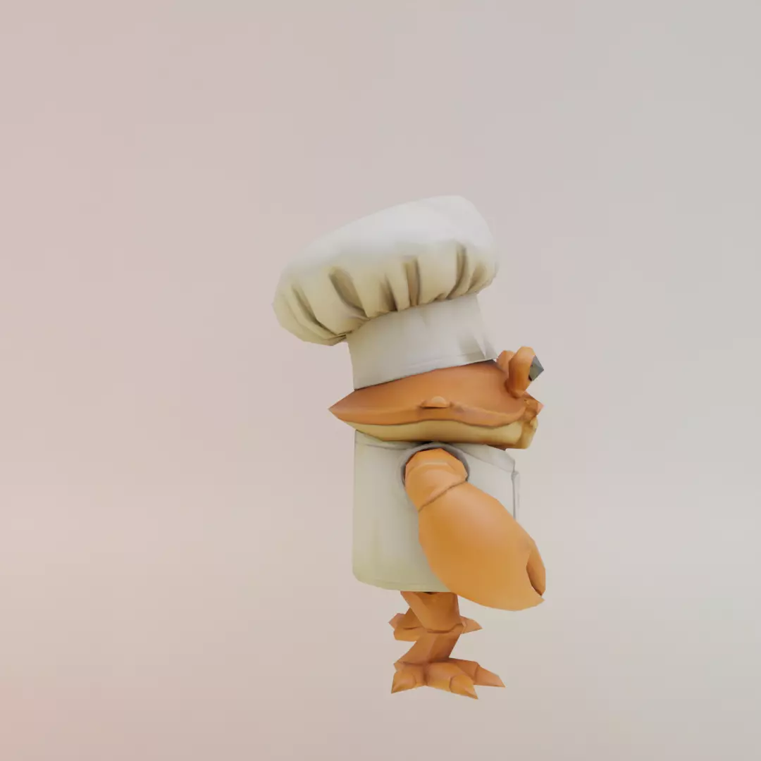 Chef Crabracadabra Italian brainrot Low Poly Character Low-poly 3D model_9