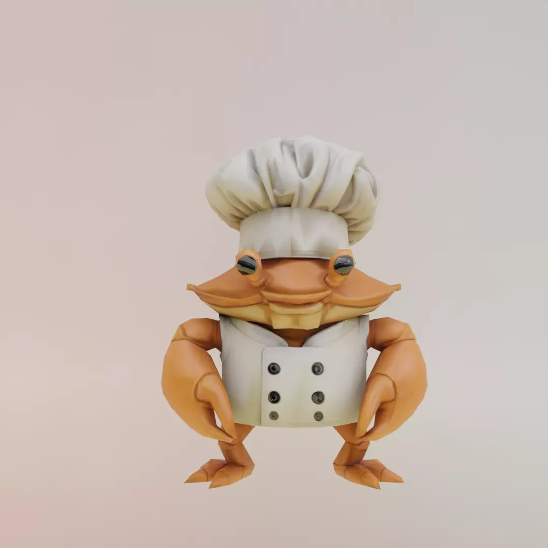 Chef Crabracadabra Italian brainrot Low Poly Character Low-poly 3D model_0