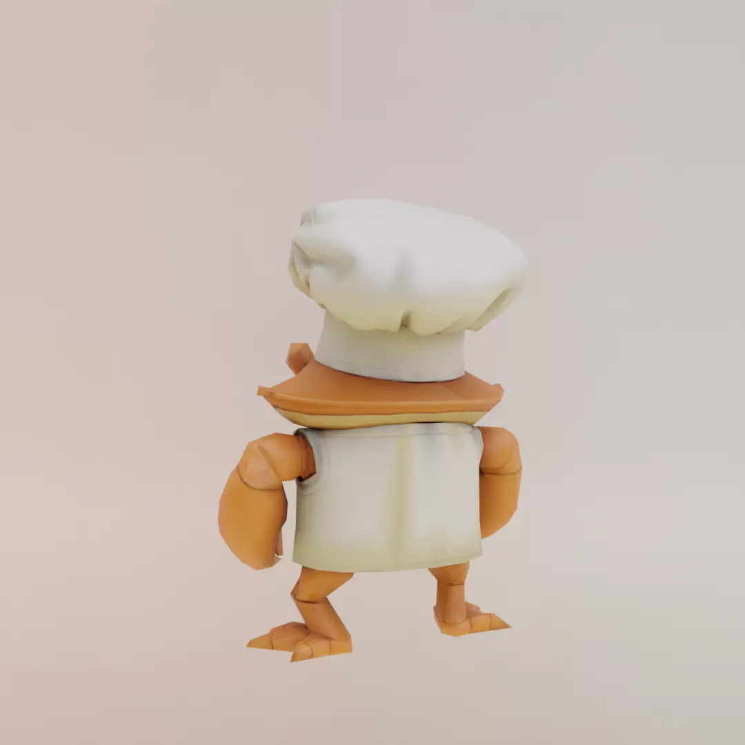 Chef Crabracadabra Italian brainrot Low Poly Character Low-poly 3D model_5
