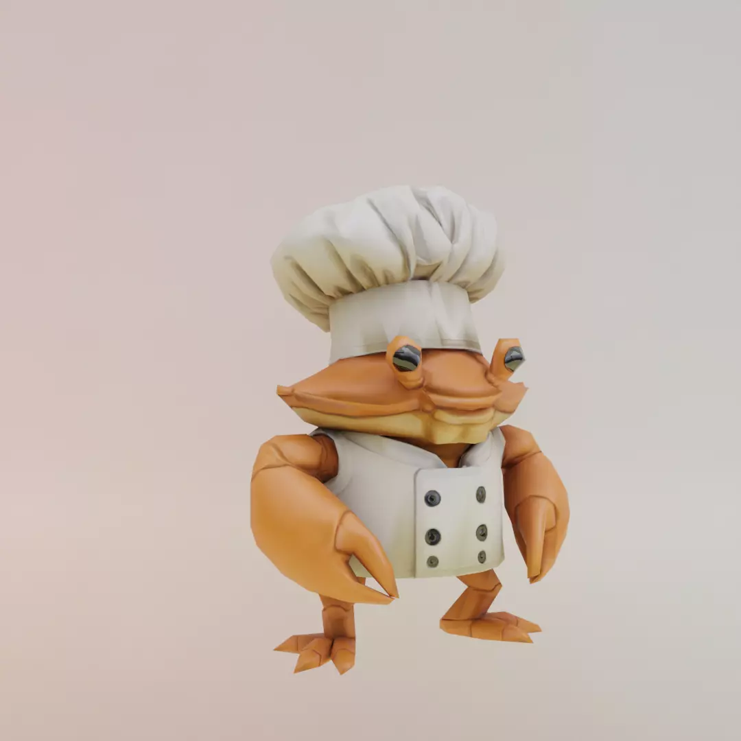 Chef Crabracadabra Italian brainrot Low Poly Character Low-poly 3D model_11