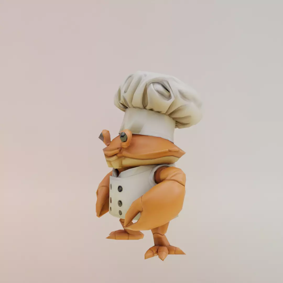 Chef Crabracadabra Italian brainrot Low Poly Character Low-poly 3D model_2