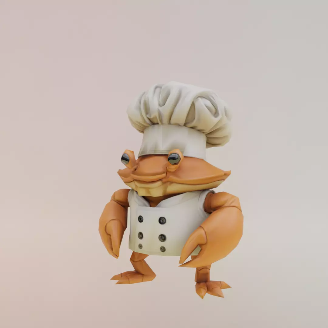 Chef Crabracadabra Italian brainrot Low Poly Character Low-poly 3D model_1