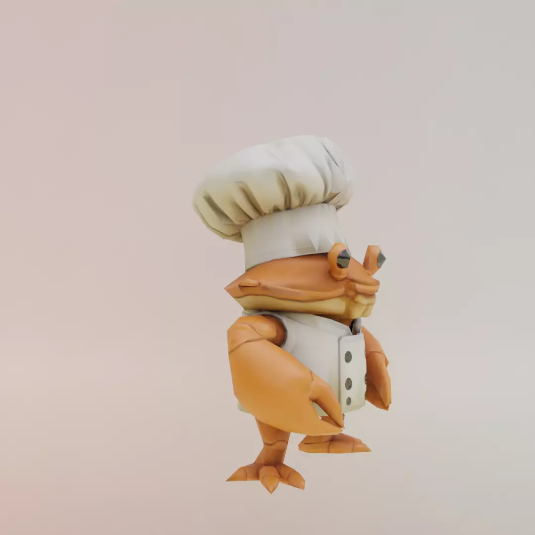 Chef Crabracadabra Italian brainrot Low Poly Character Low-poly 3D model_10
