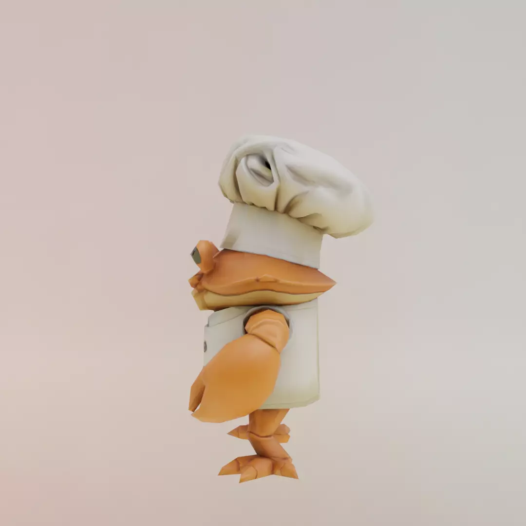 Chef Crabracadabra Italian brainrot Low Poly Character Low-poly 3D model_3