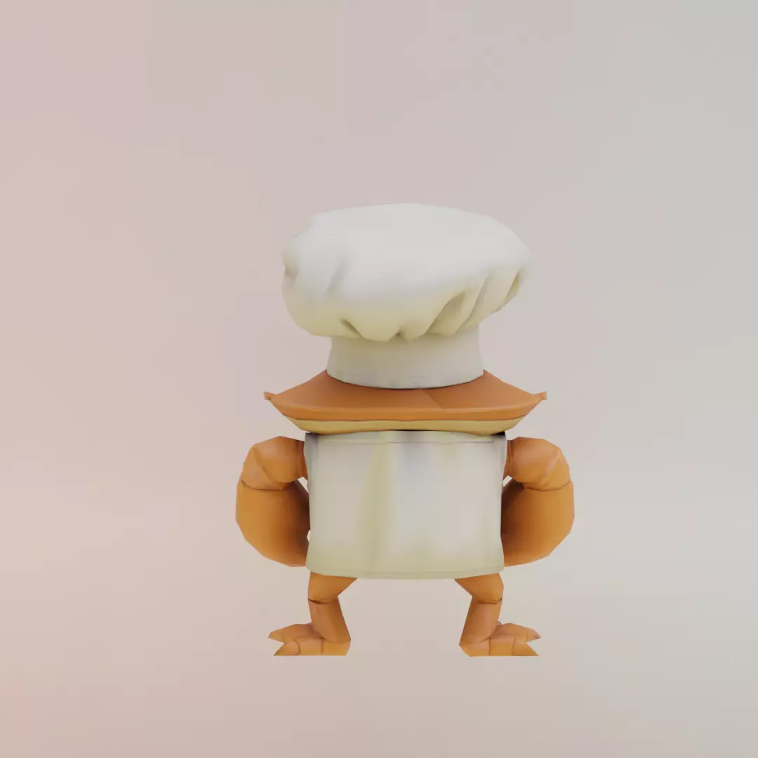 Chef Crabracadabra Italian brainrot Low Poly Character Low-poly 3D model_6