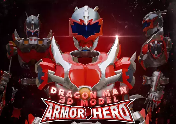 Armor Hero Dragon Man Armor - 3D Model - Clean Quad Topology 3D model