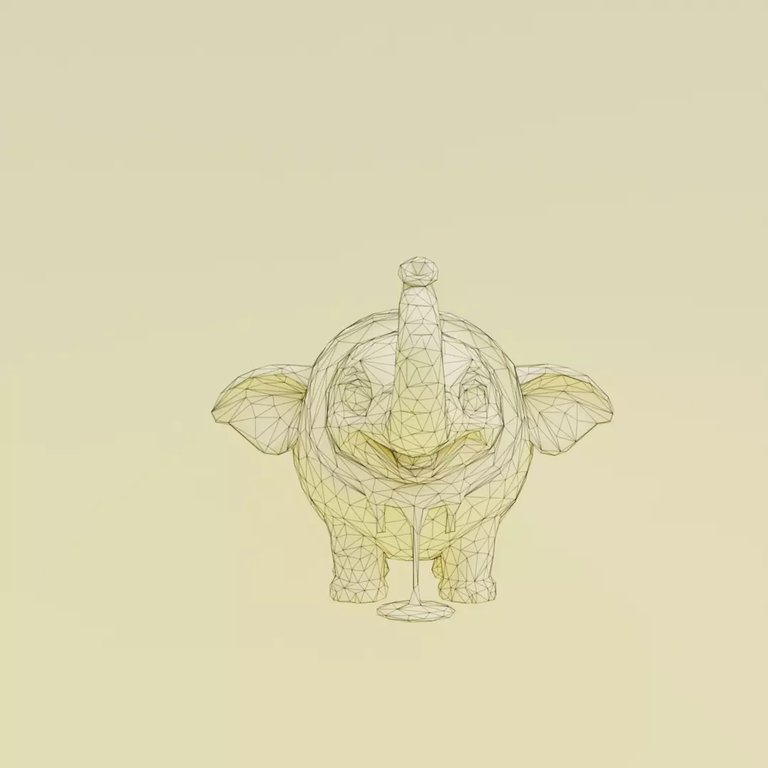 Cocofanto Elefanto Italian brainrot Low Poly Character Low-poly 3D model_12