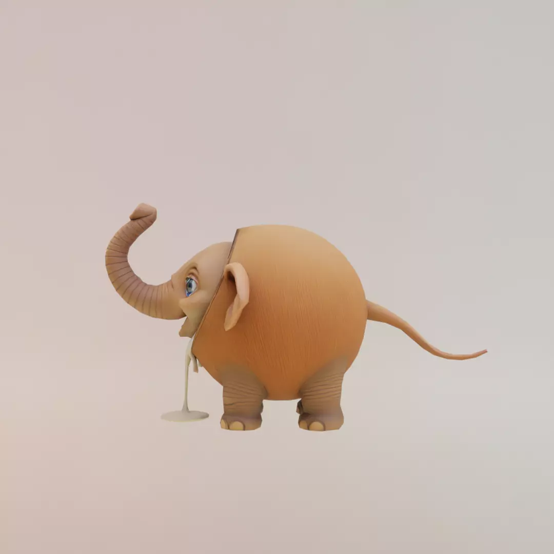 Cocofanto Elefanto Italian brainrot Low Poly Character Low-poly 3D model_3