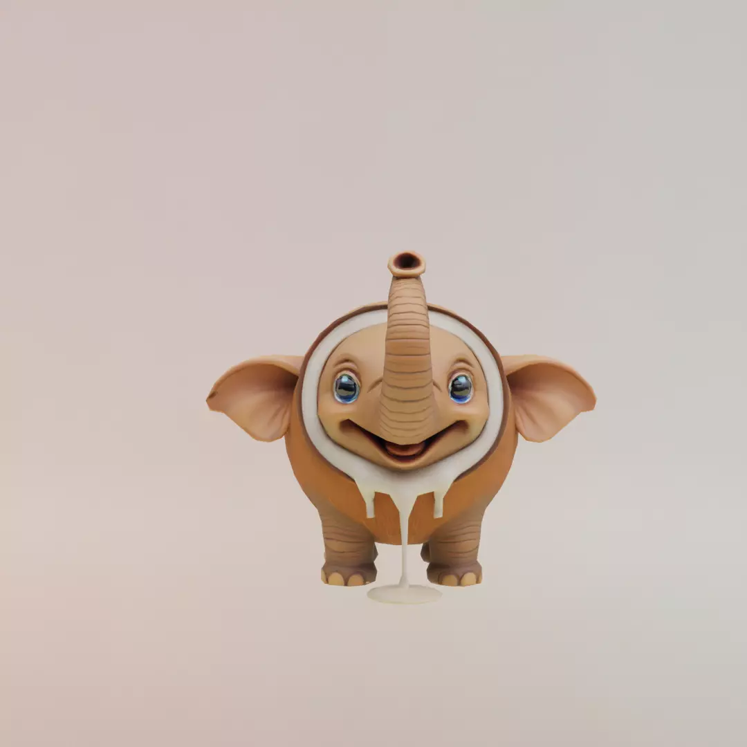 Cocofanto Elefanto Italian brainrot Low Poly Character Low-poly 3D model_0